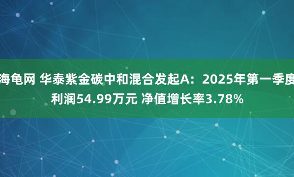 海龟网 华泰紫金碳中和混合发起A：2025年第一季度利润54.99万元 净值增长率3.78%